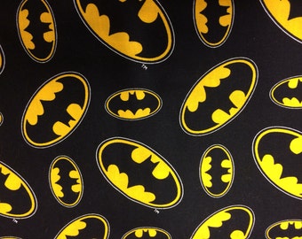 DC comics black Batman logo fabric, comic fabric, cartoon fabric, character fabric, Batman fabric, DC, Batman