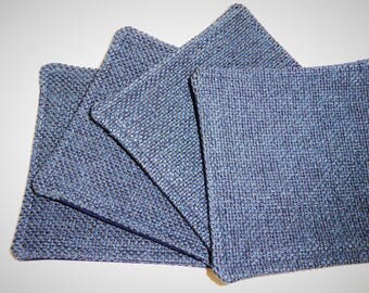 Fabric Coasters-Cloth Coasters-Waterproof Coasters-Absorbent Coasters-Drink Coaster-Mug Coaster-House Warming-Coworker Gift-Blue Coaster