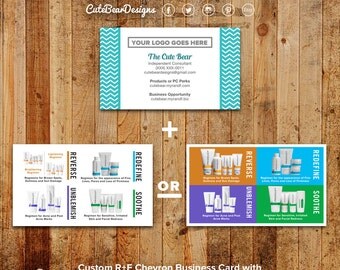 Rodan and Fields Business Cards / Teal / Chevron / Block Colors / Products / Regimen / Mini Facials / Instructions / Digital / Printable