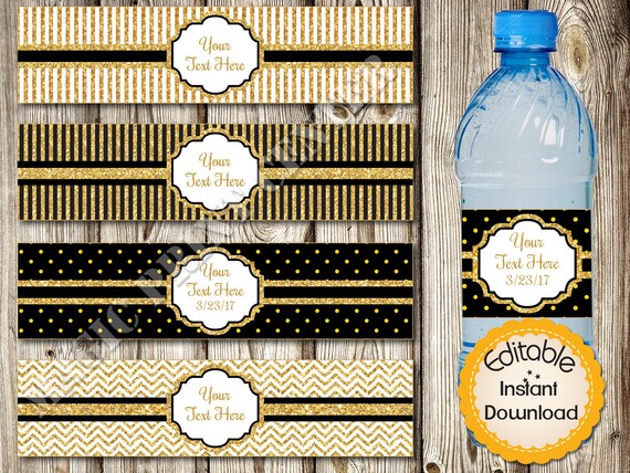 Editable Water Bottle LabelsBirthday Celebration