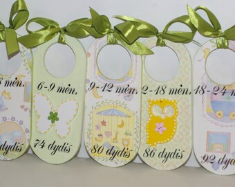 Set of Baby Closet Dividers, wooden dividers, decoupaged closet dividers, nursery decoration, five closet dividers
