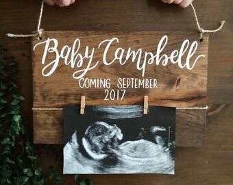 Baby reveal - baby announcement - pregnancy announcement - new baby - parents to be - wood sign - baby nursery - reveal wood sign
