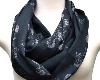 Unicorn Scarf Horse scarf infinity scarf Printed Scarf Women Fashion Accessories birthday Gift for her birthday gift black animal scarf gift