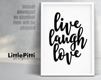 Live laugh love art, bedroom wall art, live laugh love sign, family room wall art, motivational art, family room decor, life quote