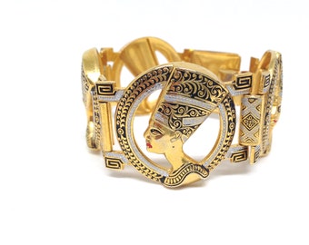 Gorgeous Damascene Ethnic Vintage Estate Gold Tone Bracelet
