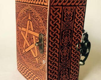 Leather Journal, Pentagram Journal, Blank Leather Journal, Leather notebook, journal with lock