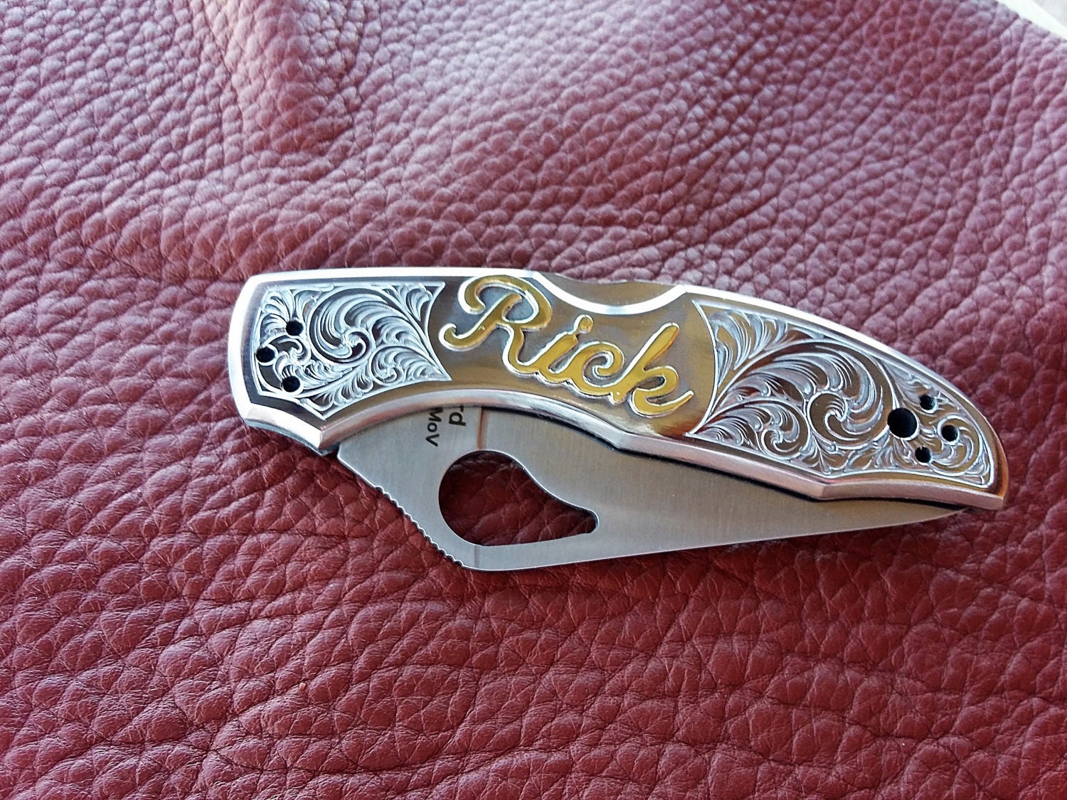 Custom Engraved Spyderco Knife with Name