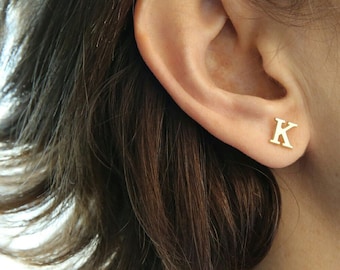 Initial Stud Earrings-Gold Earrings-Personalized Gold Initial Jewelry-Personalized Bridesmaid Earrings-Personalized Letter Earrings