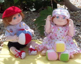 KB102E – Megan and Max, 16” Toddlers Cloth Doll Pattern