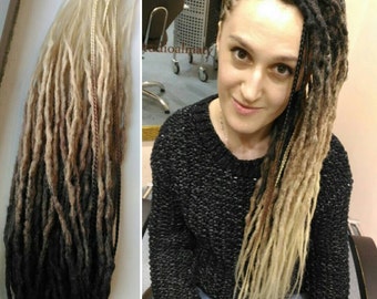 Ready made set of double ended synthetic dreads. Crochet dreads. Natural looking dreads. Colour transitions dreads.