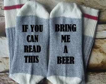 beer socks, bring me beer, if you can read this, gifts for him, birthday gift, beer lover, daddy socks, socks for dad, birthday gift