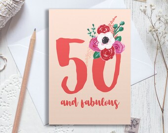 Personalised 50th birthday card, 50 birthday card, happy 50th birthday, personalised birthday card