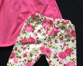 Floral ruffle leggings