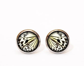 Butterfly earrings, Butterfly wing earring studs, Butterfly jewelry, Everyday earrings, Mustard tiny earrings, Ear posts, Tribal Earrings UK