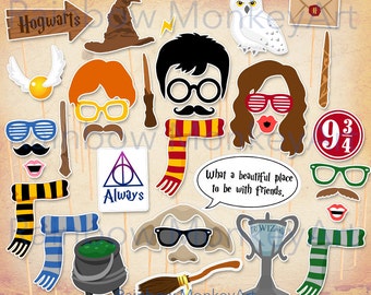 Harry Potter Photo Booth Props - Wizard Photo Props - Hogwarts Photobooth Props - Harry Potter Dobby Printable Party Props