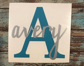 Initial with Name Decal | Yeti Decal | Car Decal | Laptop Decal