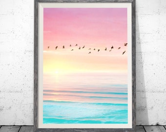 Sunset art print, Art Print, Sunset Wall art, Sunset painting , Ocean Sunset Print. Large Poster Art Print 5x7-24x32inc, Sunrise Artwork