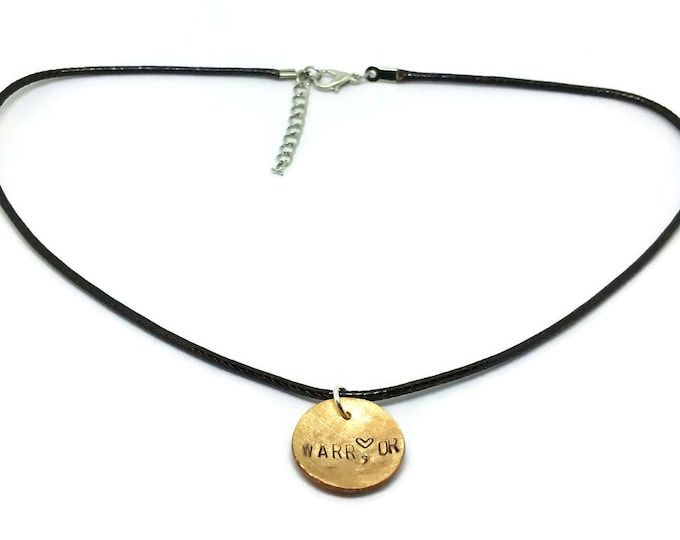 Warrior Hand Stamped Copper Pendant, Warrior Necklace, Suicide Prevention, Mental Illness Awareness, Depression Awareness