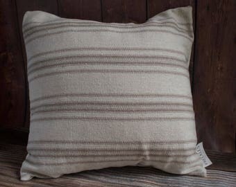 Grain Sack Pillow COVER ONLY. Farmhouse Style Pillow. Farmhouse Decor. Fixer Upper Style. French linen. Cream Linen with Tan Stripes