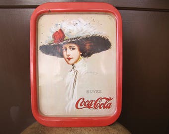 Vintage Coke Tray, Coca Cola Tray, Buvez Coco-Cola, Lady Coke Tray, Memorabilia, Serving Tray, Vintage French Coke Tray