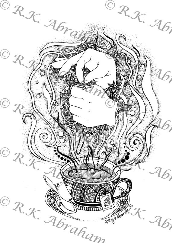 TEA Sign Language Zentangle PRINT 8x10