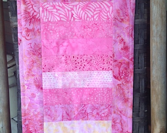 Pink batik table runner