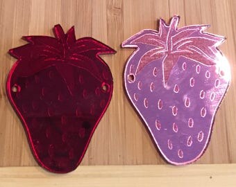Wholesale customer laser cut mirror acrylic Strawberry pendants, 10 pieces