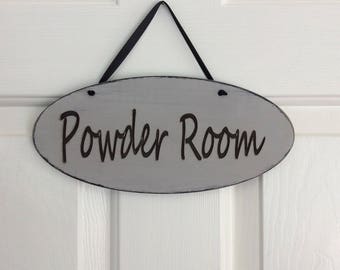 Powder room wooden sign, farmhouse powder room sign, powder room sign, bathroom decor, rustic powder room sign, powder room decor