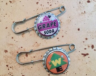 Grape Soda/Wilderness Explorer Bottlecap Brooch Pins