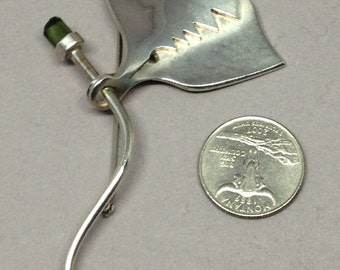 Tourmaline and Sterling Silver Brooch