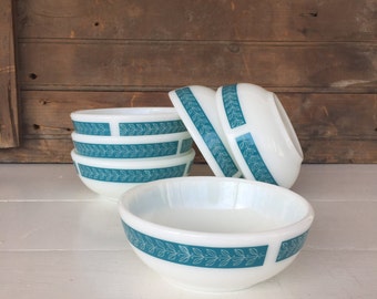 6 Vintage Pyrex Bowls, Cereal Bowls, Small Bowls, Bluegrass Pattern, Vintage Kitchen, Cottage Chic, Farmhouse Decor, Country Decor