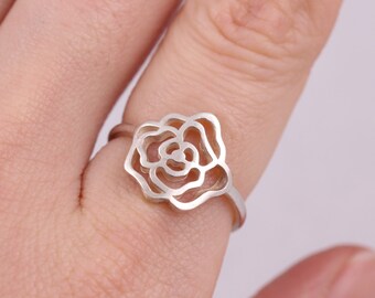 Rose ring, flower ring, sterling silver rose ring, stacking ring, sterling silver stacking ring, friendship ring, floral ring, everyday ring