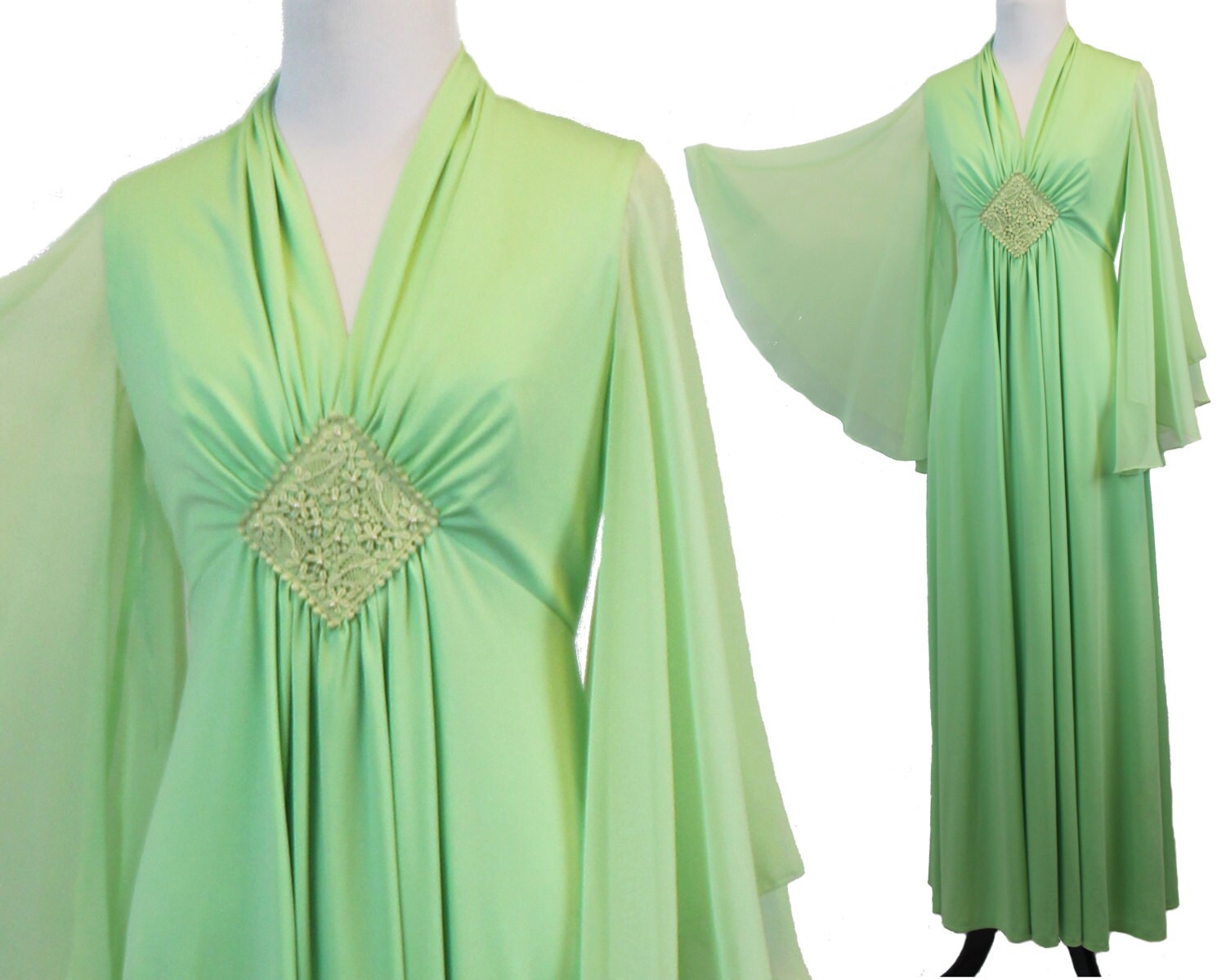 1970s prom dress vintage flutter sleeve homecoming dress