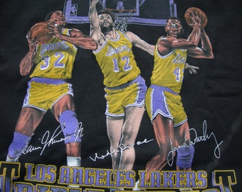 vtg LA Lakers NBA basketball triple threat Nutmeg black crew sweater new w o t size Medium