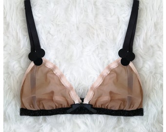 Transparent Sexy and Comfy Halter Bra with Bow/Lingerie/Underwear/ Bras