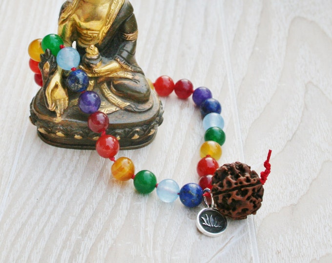 Mala 27 + 1, Japa Mala, Chakra Mala, Rudraksh Guru Bead, Silver Part,