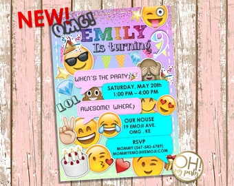 EMOJI Birthday Invitation, emoji invitation, emoji birthday, emoji party, emoji invitations, emoji invite, emoji, party emoji, emoji card