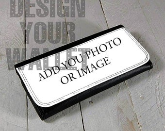 Women's wallet,Leather Bifold Wallet Personalized with your image or text. Design your own wallet. build a wallet. add photo design a wallet
