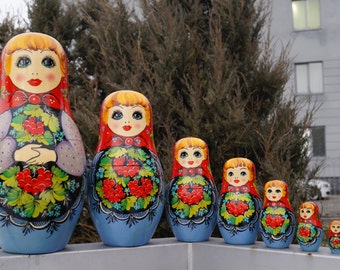 Nesting dolls OOAK Wooden toys Big Matryoshka doll Babushka toys Ethnic Doll Original painting Ukraine matreshka Home Decor Gift for kids