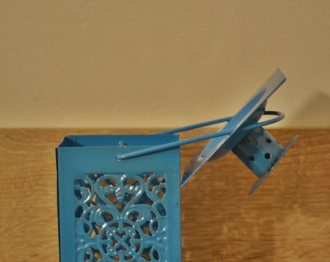 10%OFF Small vintage blue Moroccan metallic lantern / lanterns