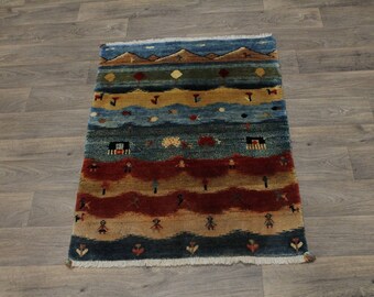 Landscape Design One of a Kind Gabbeh Modern Persian Rug Oriental Carpet 3X5