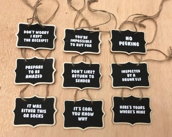Funny, reusable gift tags