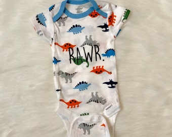 baby onesie, Rawr Dinosaur Onesie, funny onesie, boy onesie