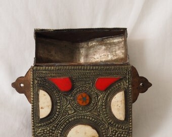 antique old Moroccan brass and silver box