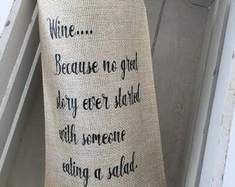 Hostess Gift, Burlap Wine Bag, Gifts For Her, Housewarming Gift, Wine Gift, Gift For Friend, Funny Gift, Gifts Under 20, House Party Gift