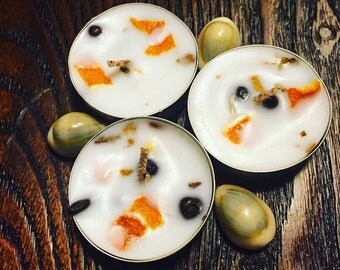 Yule Blend -Magical Ritual- Dressed Candle- Dressed Tealight, Candle Magic, Herbal Candle, Voodoo Candle, Pagan Candle, Witch Candle