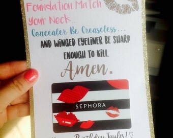 Personalized Makeup Gift Card Holder Birthday Card