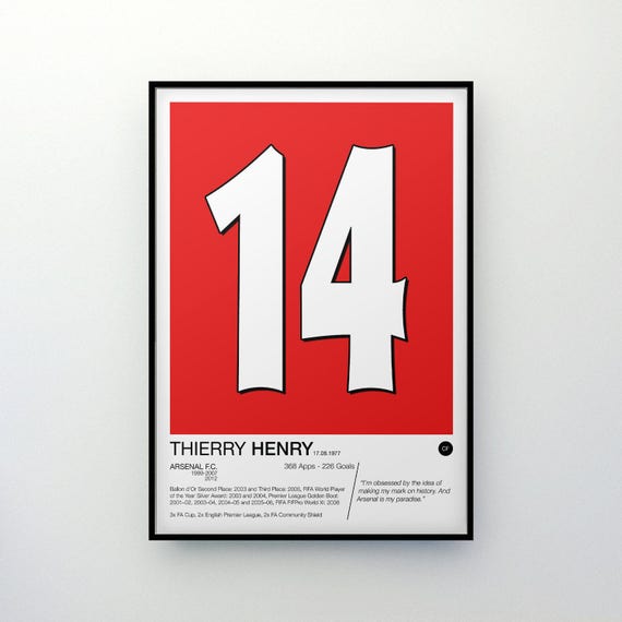 Thierry Henry 14 Arsenal F.C. Poster Print