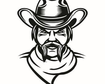 Cowboy #2 Scarf Herder Country Western Horse Bull Riding Rodeo Ranch Old Wild West Wrangler Logo .SVG .EPS .PNG Vector Cricut Cut Cutting