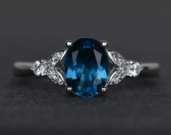 London blue topaz ring blue topaz ring oval cut engagement ring sterling silver ring promise ring